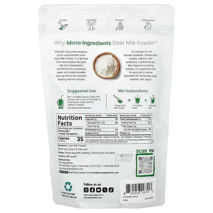 Micro Ingredients, Goat Milk Powder, 1 lb (454 g)