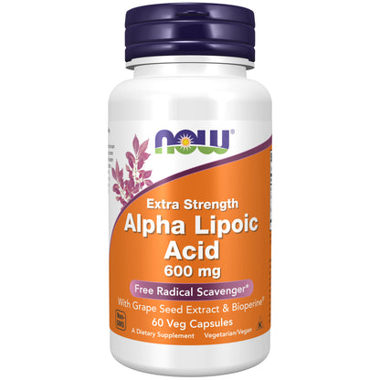 NOW Supplements, Alpha Lipoic Acid 600 mg, Extra Strength, 60 Veg Caps