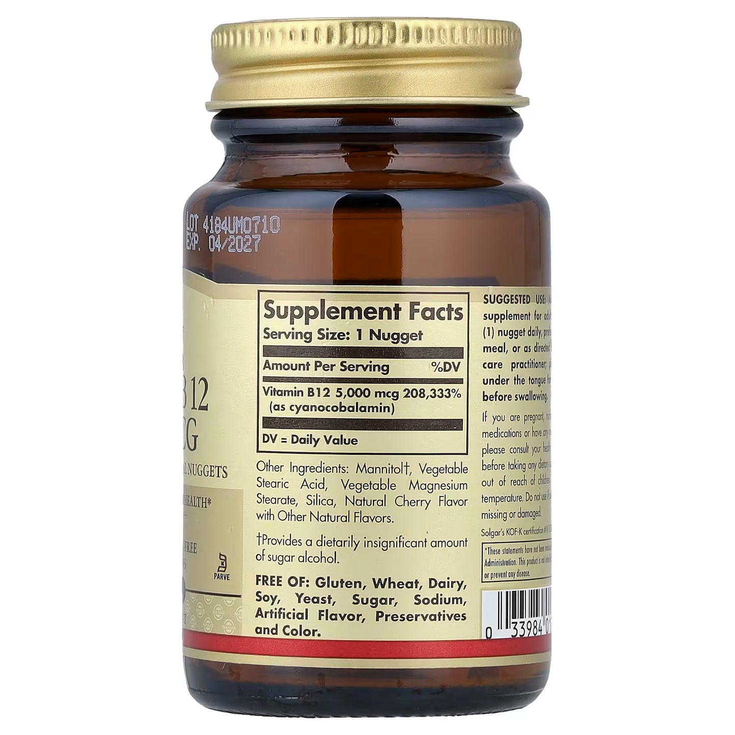 Solgar, Megasorb, Vitamin B12, 5,000 mcg, 30 Nuggets
