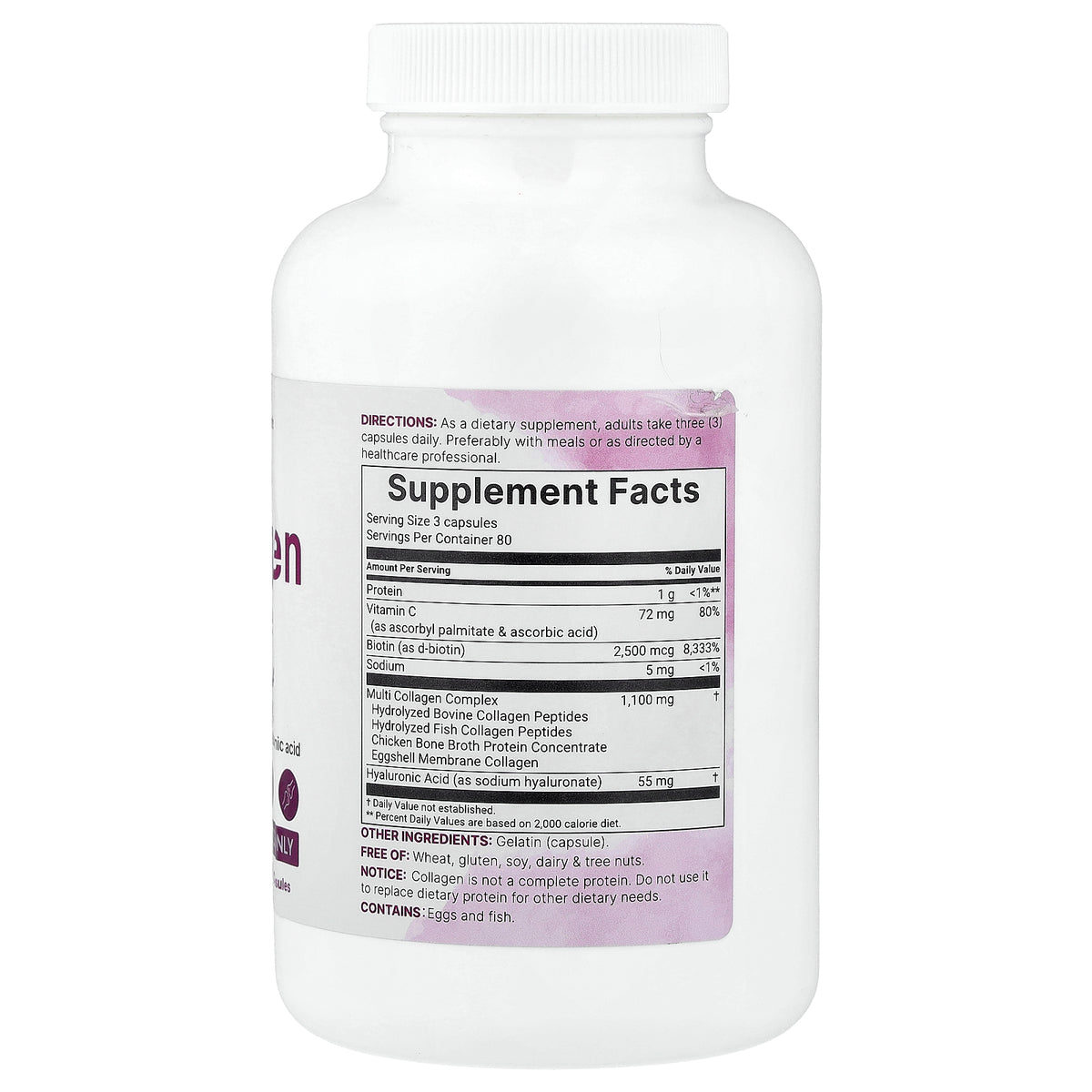 Micro Ingredients, Multi-Collagen Peptides Complex with Biotin, Vitamin C & Hyaluronic Acid, 240 capsules
