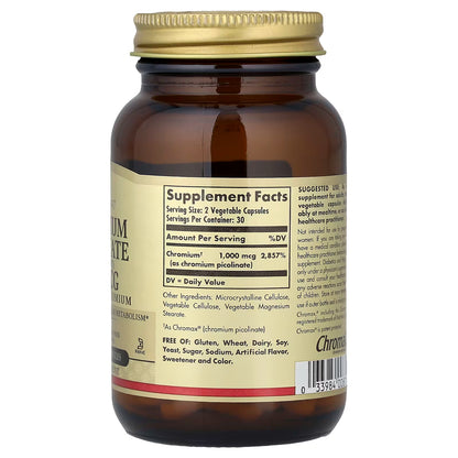 Solgar, Chromium Picolinate, 500 mcg, 60 Vegetable Capsules
