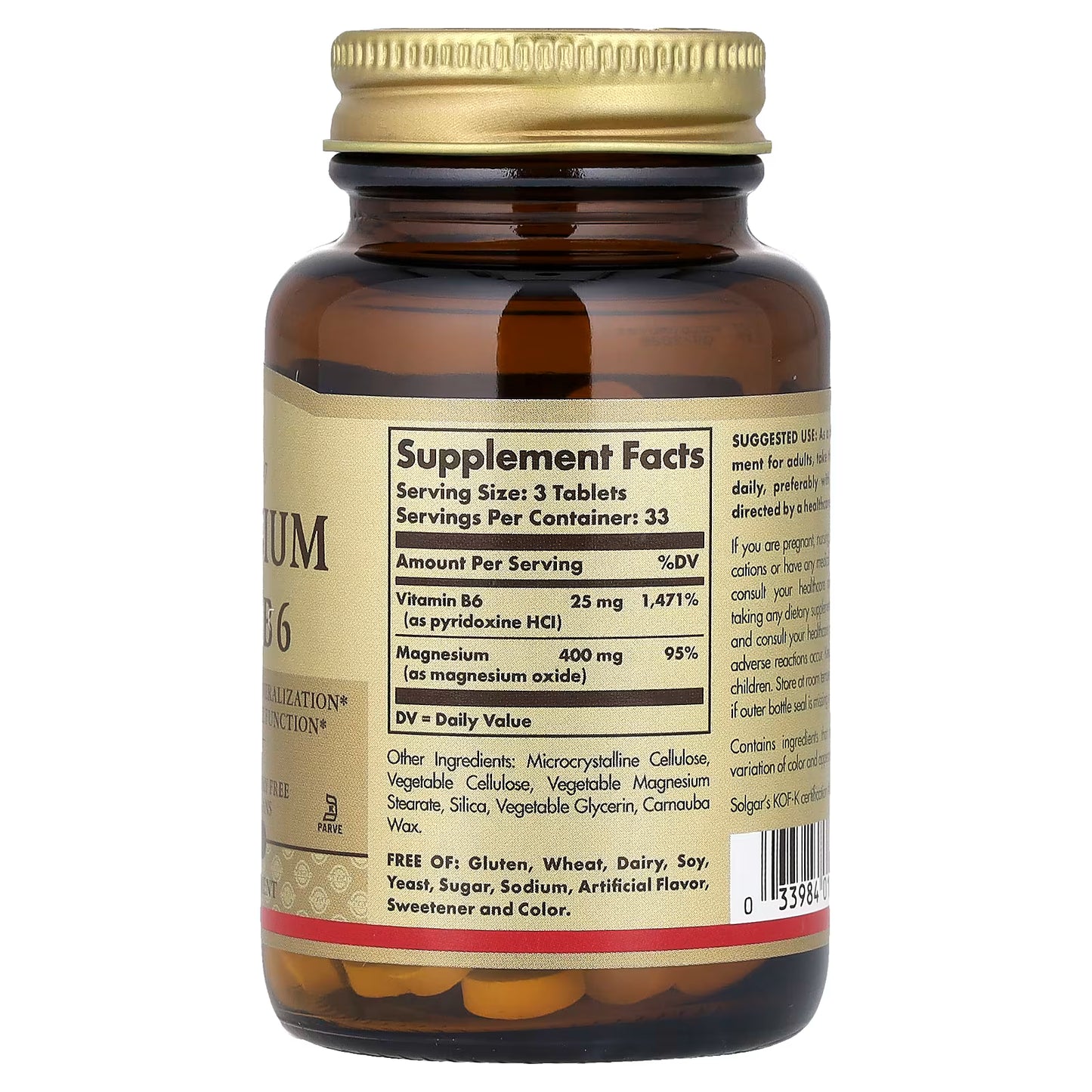 Solgar, Magnesium With Vitamin B6, 100 Tablets