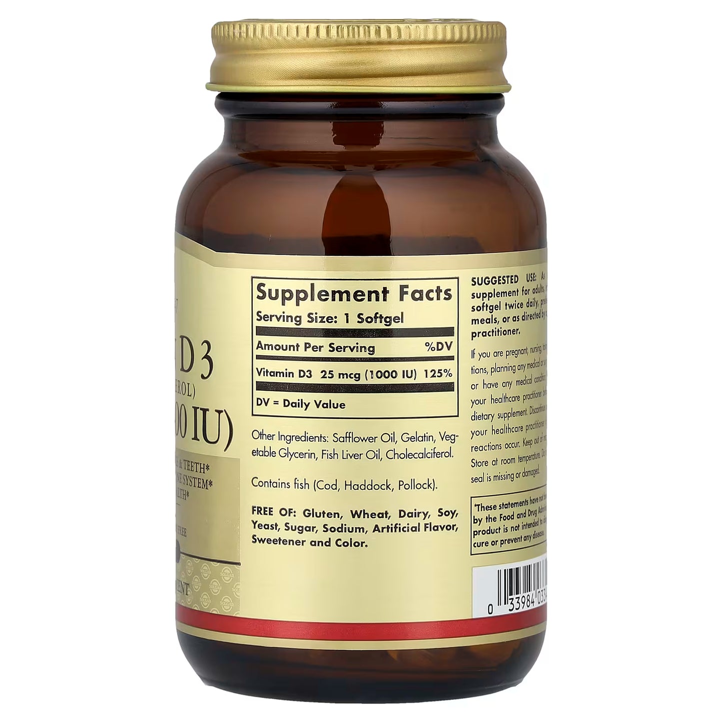 Solgar, Vitamin D3, 25 mcg (1,000 IU), 100 Softgels