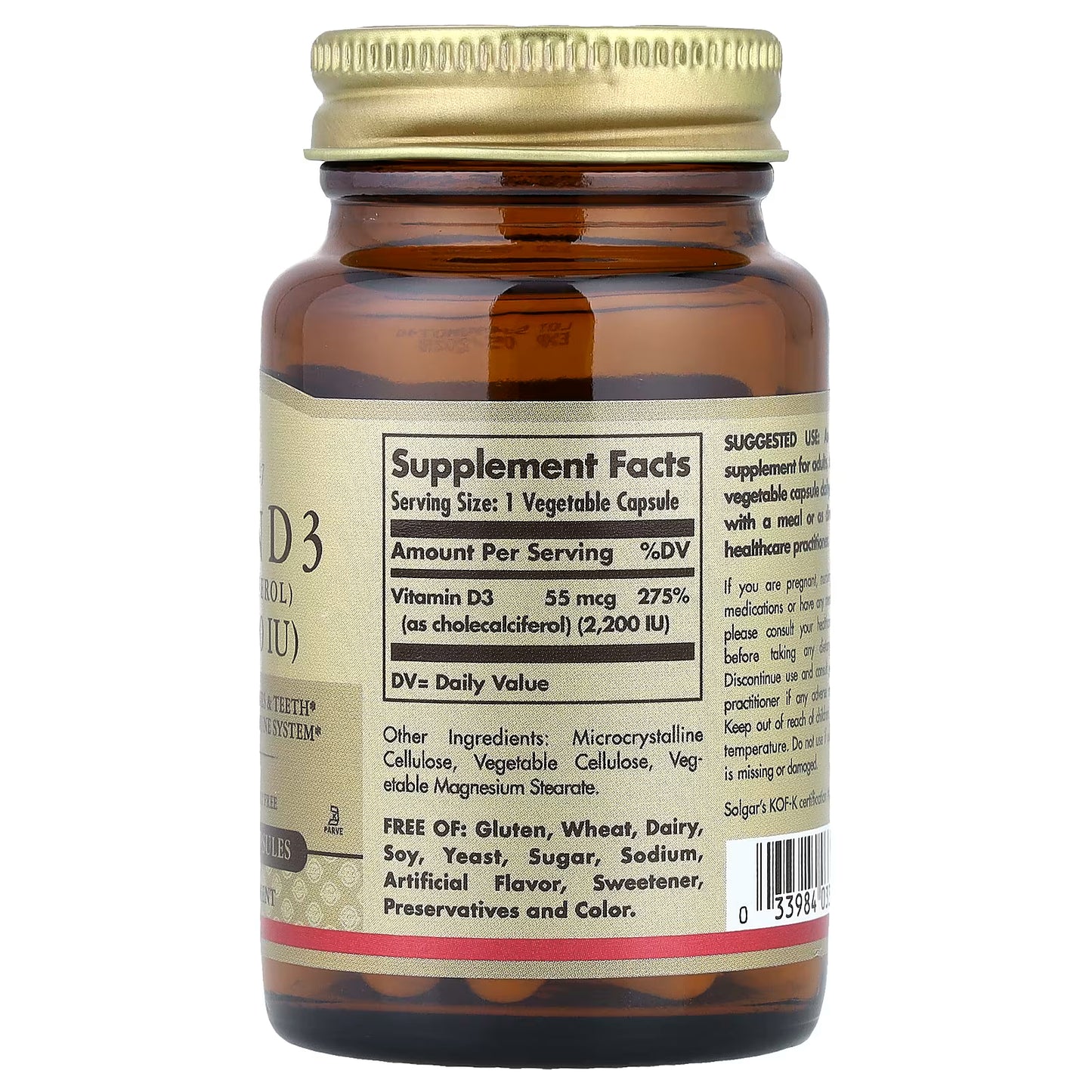 Solgar, Vitamin D3, 55 mcg (2,200 IU), 50 Vegetable Capsules