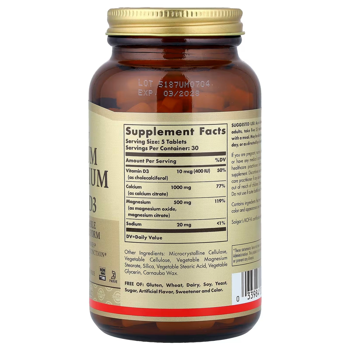 Solgar, Calcium Magnesium with Vitamin D3, 150 Tablets