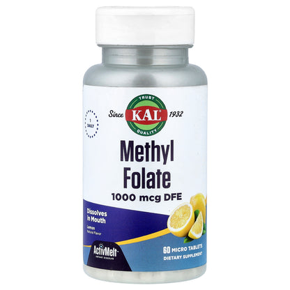 KAL, Methyl Folate, Lemon, 1,000 mcg DFE, 60 Micro Tablets