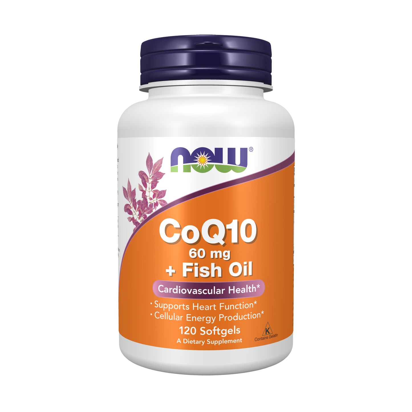 NOW Supplements, CoQ10 60 mg with Omega 3 Fish Oil, Cardiovascular Health*, 120 Softgels