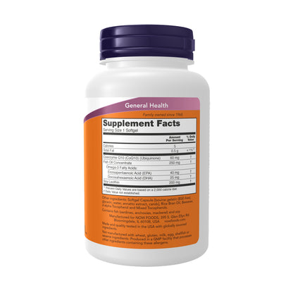 NOW Supplements, CoQ10 60 mg with Omega 3 Fish Oil, Cardiovascular Health*, 120 Softgels