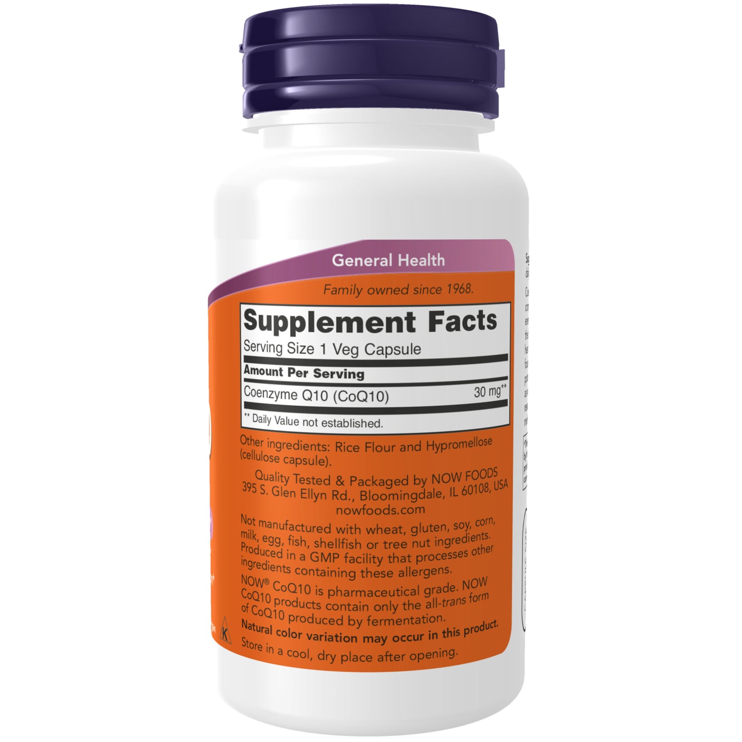 NOW Supplements, CoQ10 30 mg, Pharmaceutical Grade, All-Trans Form produced by Fermentation, 60 Veg Capsules