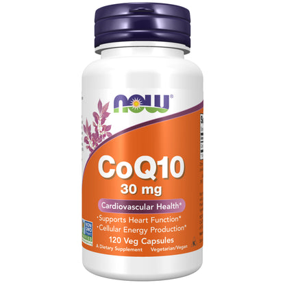 NOW Supplements, CoQ10 30 mg, Pharmaceutical Grade, All-Trans Form produced by Fermentation, 120 Veg Capsules