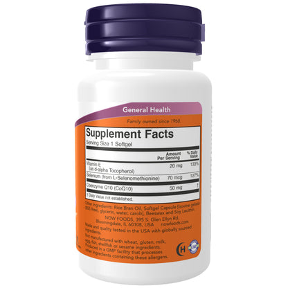 NOW Supplements, CoQ10 50 mg, Pharmaceutical Grade, All-Trans Form produced by Fermentation, 50 Softgels