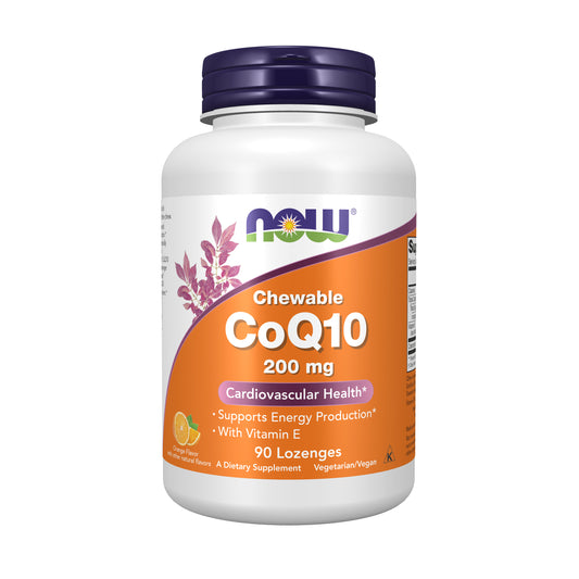 NOW Supplements, CoQ10 200 mg, Pharmaceutical Grade, All-Trans Form produced by Fermentation, 90 Lozenges