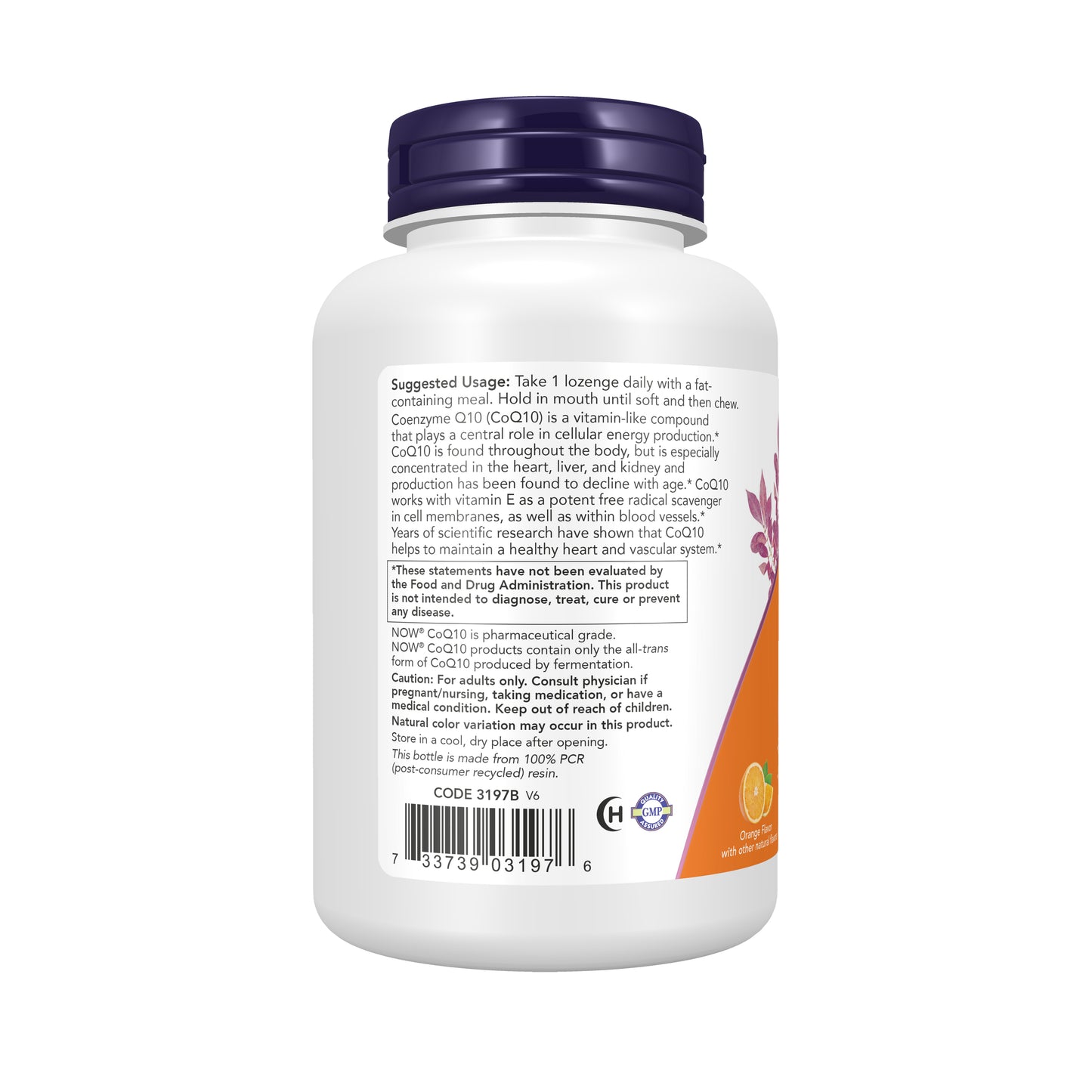 NOW Supplements, CoQ10 200 mg, Pharmaceutical Grade, All-Trans Form produced by Fermentation, 90 Lozenges