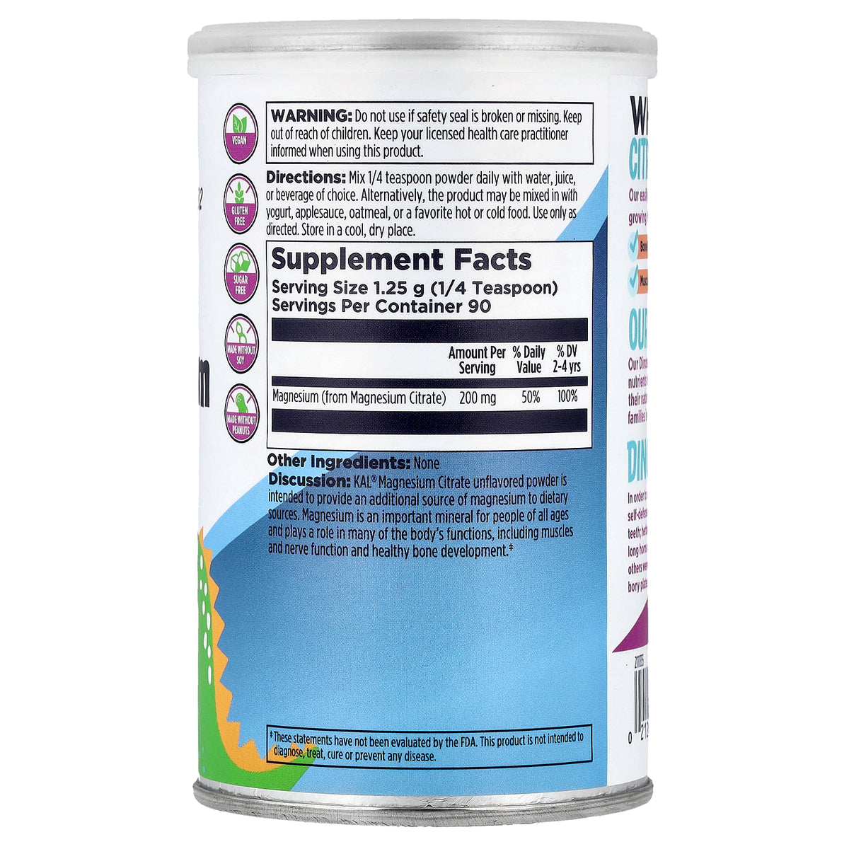 KAL, Dinosaurs®, Magnesium Powder, Unflavored, 4 oz (112.5 g)