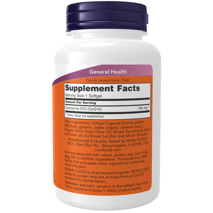 NOW Supplements, CoQ10 (Coenzyme Q10) 100 mg, Cardiovascular Health*, Cellular Energy Production*, Free Radical Scavenger* 150 Softgels