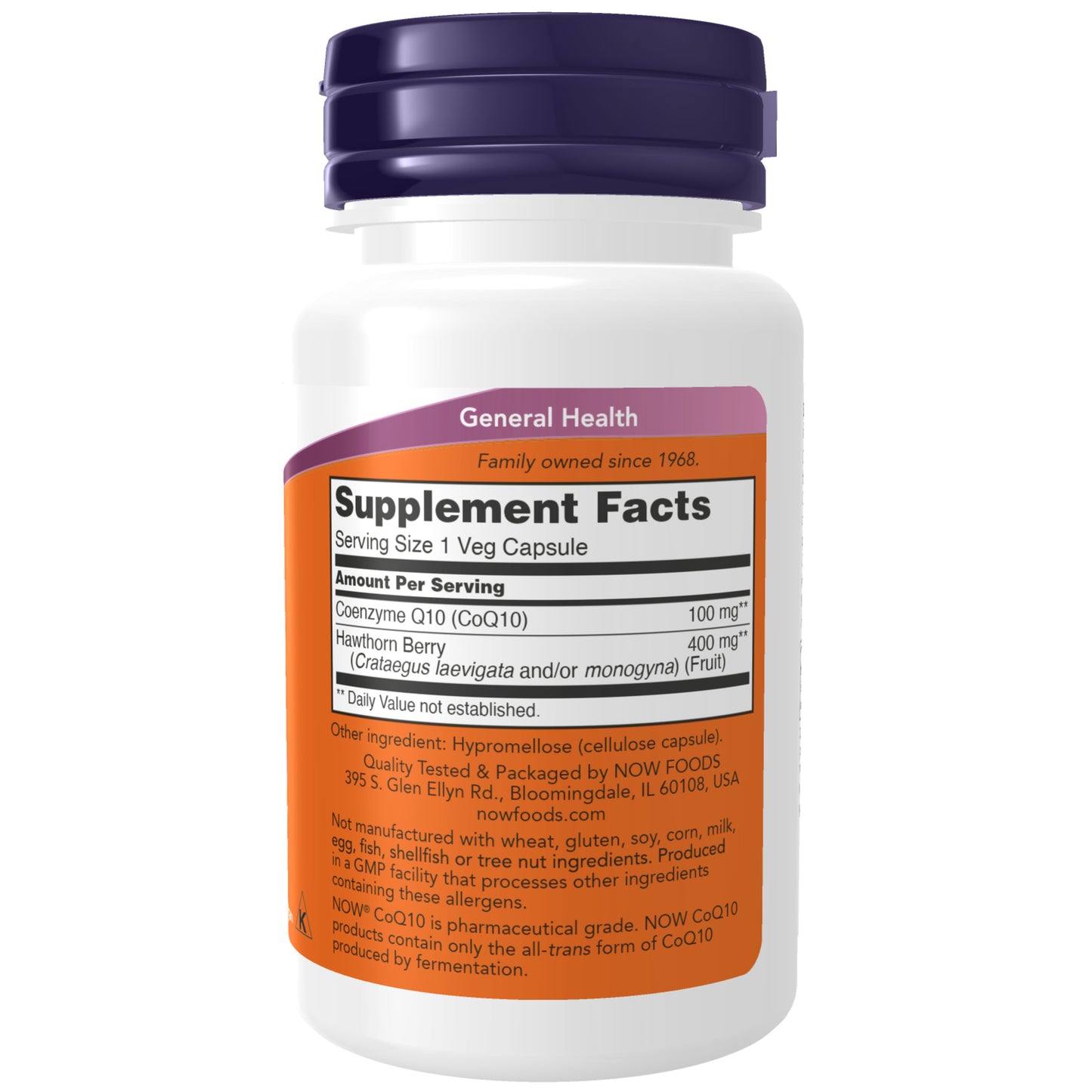 NOW Supplements, CoQ10 100 mg with Hawthorn Berry, Pharmaceutical Grade, All-Trans Form produced by Fermentation, 30 Veg Capsules