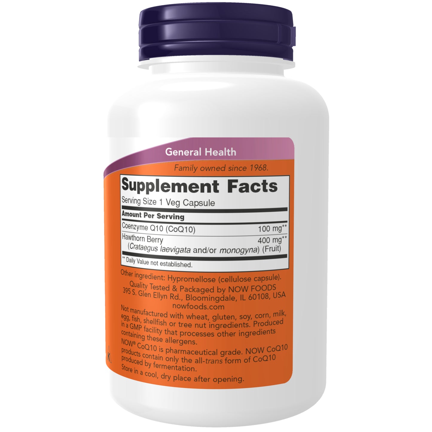 NOW Supplements, CoQ10 100 mg with Hawthorn Berry, Pharmaceutical Grade, All-Trans Form produced by Fermentation, 180 Veg Capsules