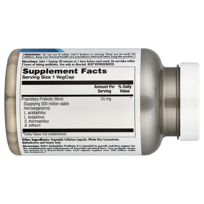 KAL, Acidophilus Probiotic-4, 100 VegCaps