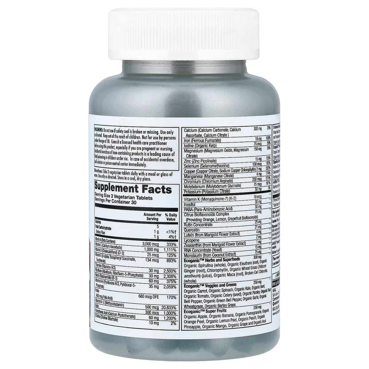 KAL, Enhanced Energy®, Whole Food Multivitamin, 90 VegTabs