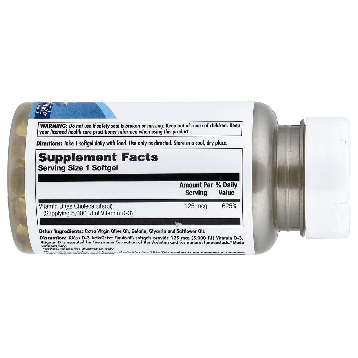KAL, D-3, 125 mcg (5,000 IU), 90 Softgels