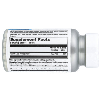 KAL, Vitamin K, 100 mcg, 100 Tablets