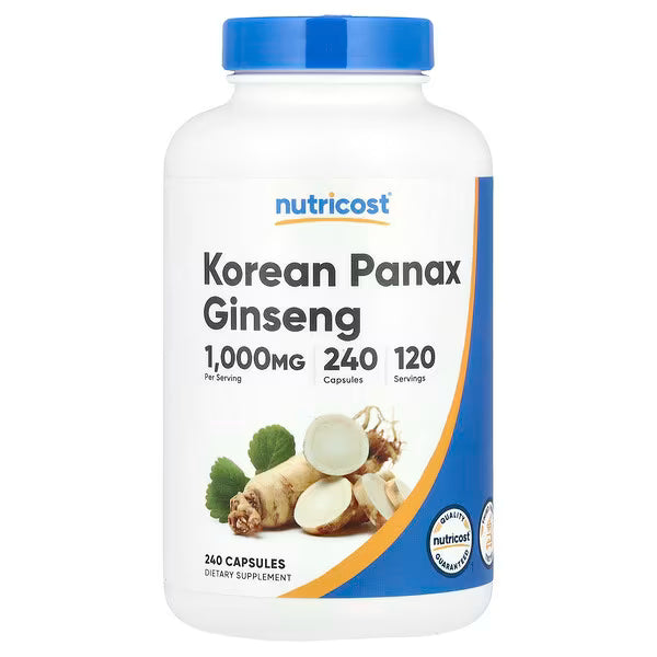 Nutricost, Korean Panax Ginseng, 240 Capsules (500 mg per Capsule)
