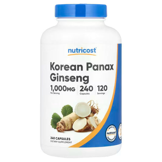 Nutricost, Korean Panax Ginseng, 240 Capsules (500 mg per Capsule)