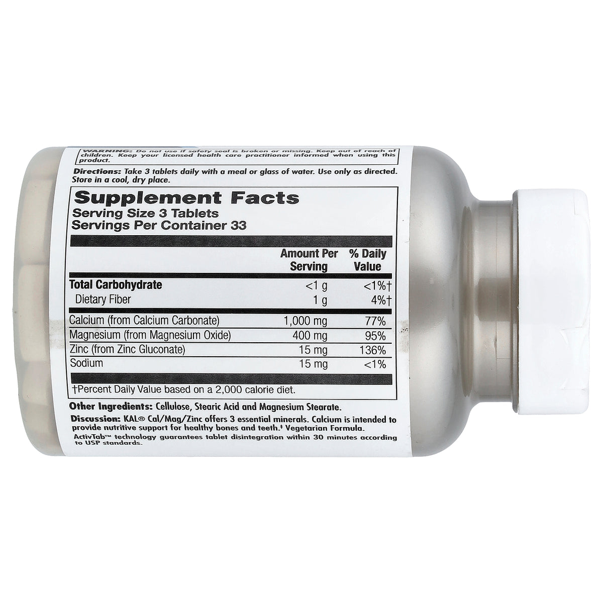 KAL, Cal/Mag/Zinc, High Potency , 100 Tablets