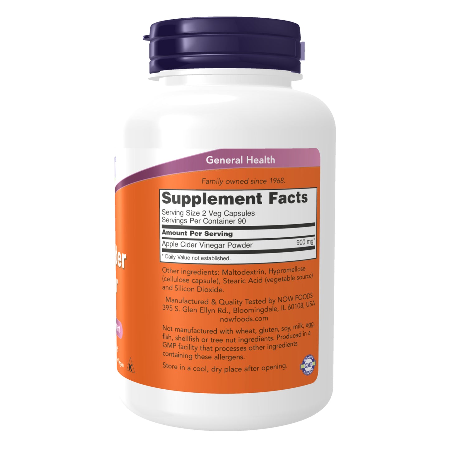 NOW Supplements, Apple Cider Vinegar 450 mg, Derived from Fermentation of Sweet Apple Cider, 180 Veg Capsules