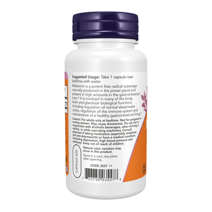 NOW Supplements, Melatonin, Extra Strength 10 mg, Free Radical Scavenger*, Healthy Sleep Cycle*, 100 Veg Capsules
