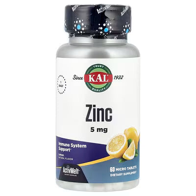 KAL, Zinc, Lemon, 5 mg, 60 Micro Tablets