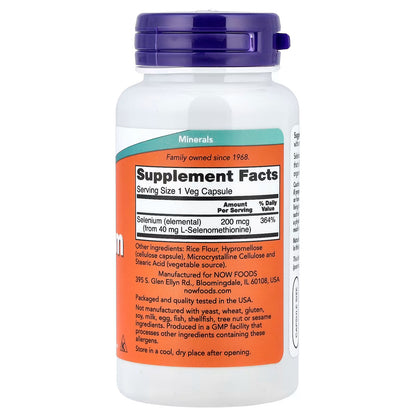 NOW Foods, Selenium, 200 mcg, 90 Veg Capsules