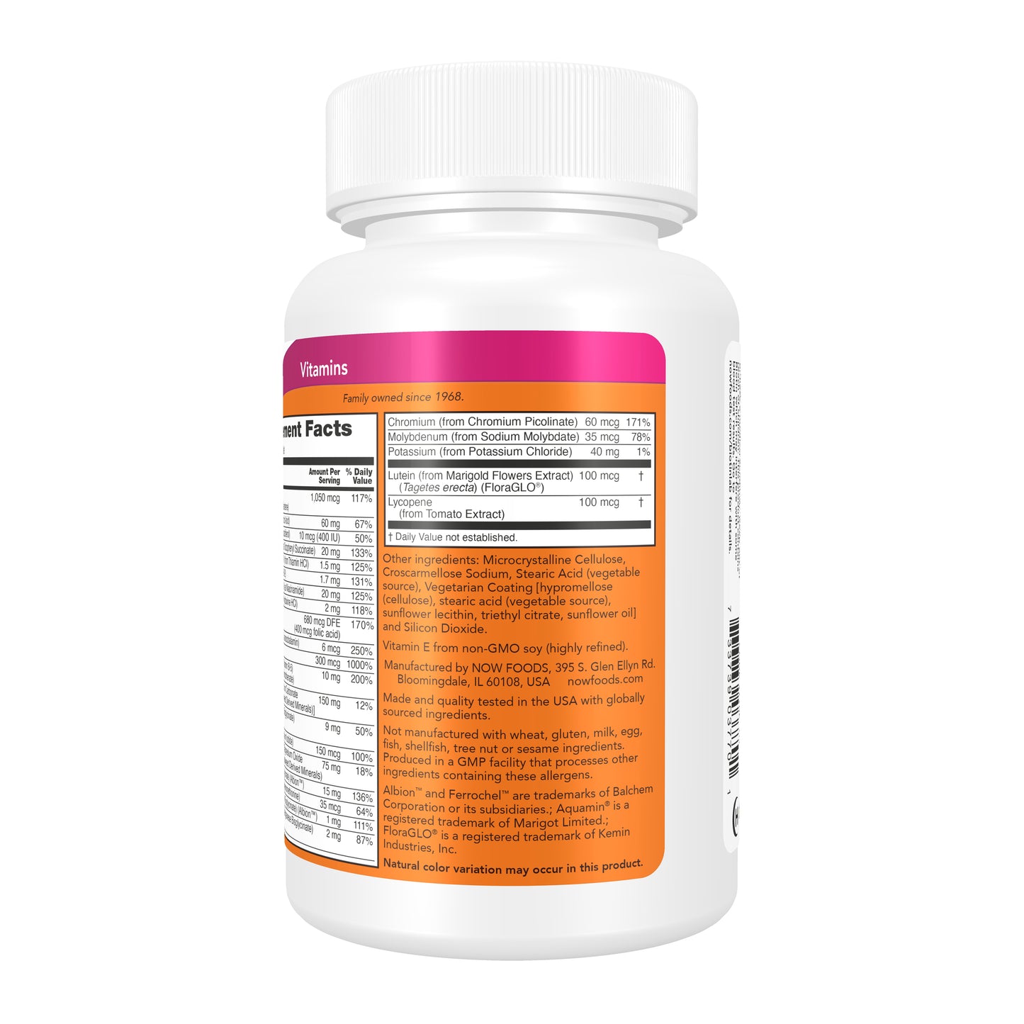 NOW Supplements, Daily Vits™, One Tablet Daily with Lutein & Lycopene, 100 Tablets