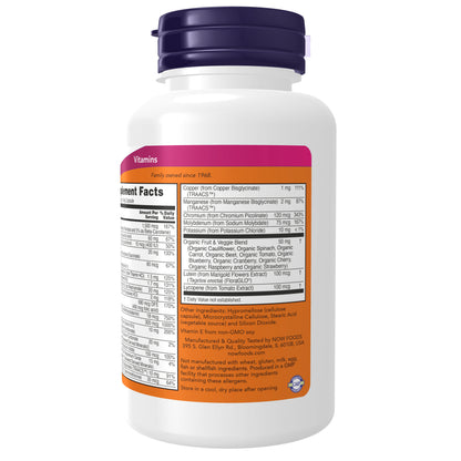 NOW Supplements, Daily Vits™ with Fruit & Veggie Blend, Lutein and Lycopene, 120 Veg Capsules