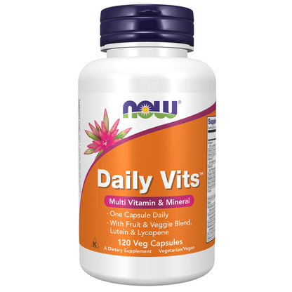 NOW Supplements, Daily Vits™ with Fruit & Veggie Blend, Lutein and Lycopene, 120 Veg Capsules