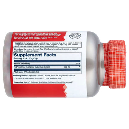 Solaray, Red Yeast Rice, 600 mg, 120 VegCaps