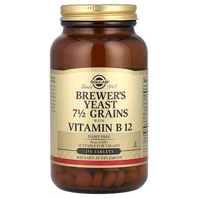 Solgar, Brewer's Yeast, 7 1/2 Grains with Vitamin B12, 250 Tablets