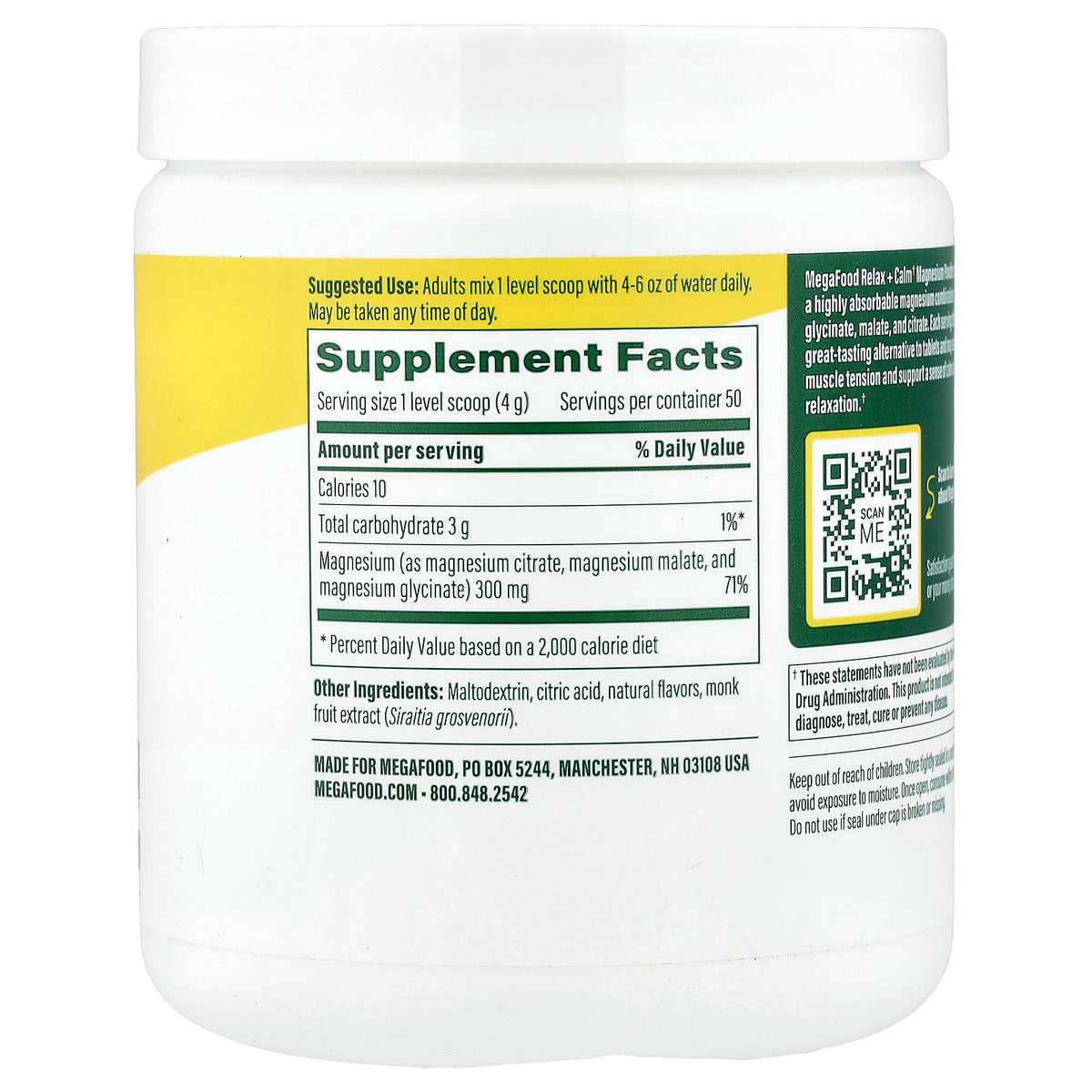 MegaFood, Relax & Calm Magnesium, Drink Mix, Raspberry Lemonade, 7.05 oz (200 g)