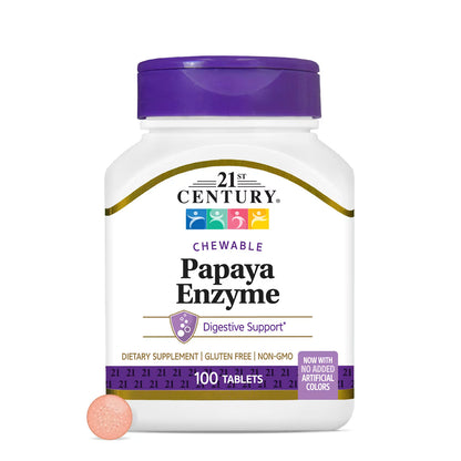 21st Century, Chewable Papaya Enzyme, 100 Tablets