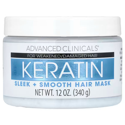 Advanced Clinicals, Keratin, Sleek + Smooth Hair Mask, 12 oz (340 g)