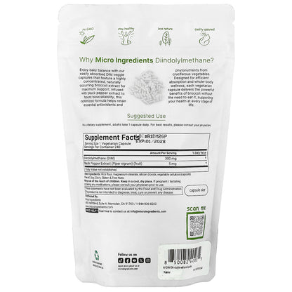 Micro Ingredients, DIM with Black Pepper Extract, 240 Vegetarian Capsules