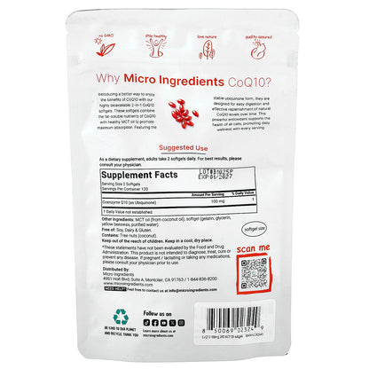 Micro Ingredients, CoQ10, 240 Softgels (50 mg per Softgel)