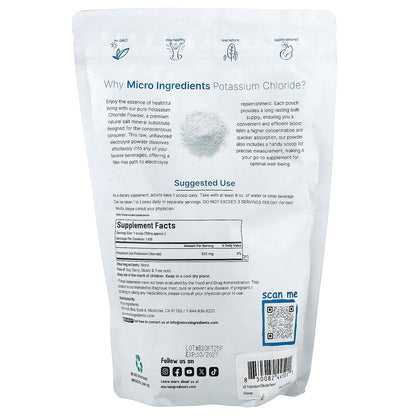 Micro Ingredients, Potassium Chloride, 2.2 lb (1 kg)