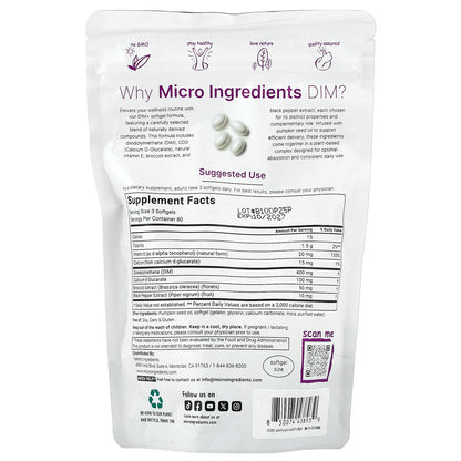 Micro Ingredients, DIM+, 240 Softgels