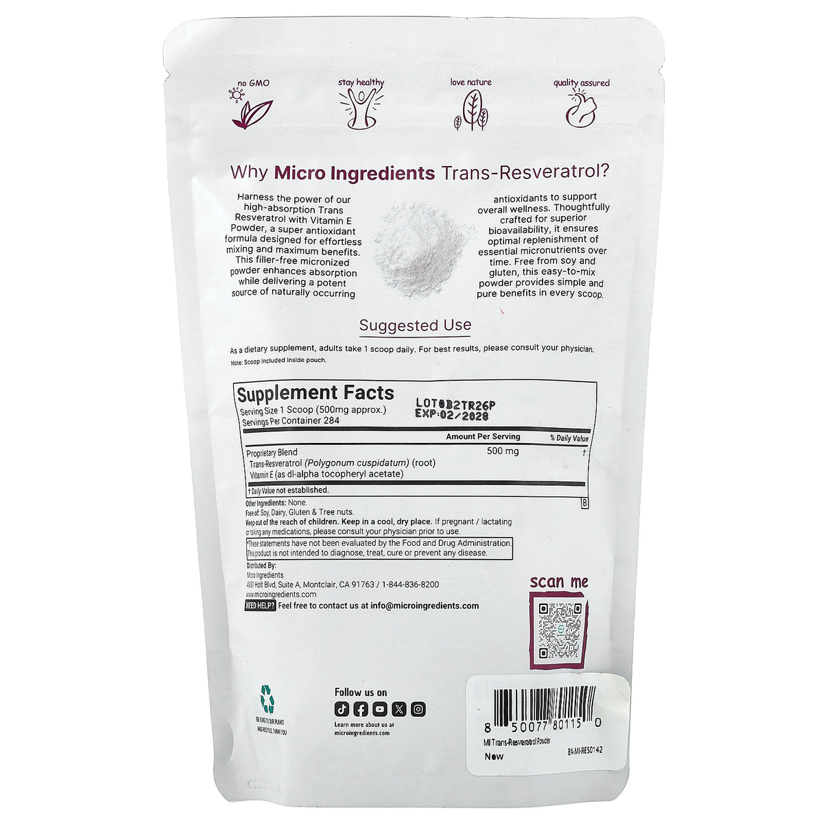 Micro Ingredients, Trans-Resveratrol with Vitamin E, 5 oz (142 g)
