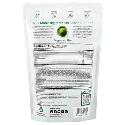 Micro Ingredients, Super Greens, Superfood Powder, Original, 1 lb (454 g)