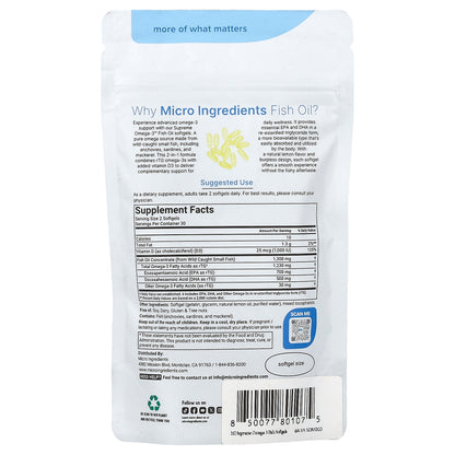 Micro Ingredients, Supreme Omega-3™ Fish Oil, Fresh Lemon, 60 Softgels