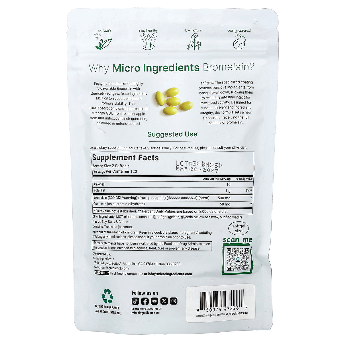 Micro Ingredients, Bromelain with Quercetin, 240 Softgels
