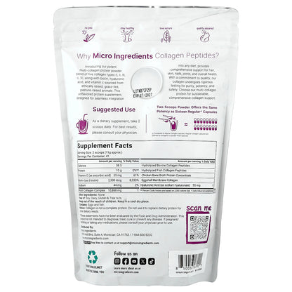 Micro Ingredients, Multi Collagen Peptides, Unflavored, 1 lb (454 g)