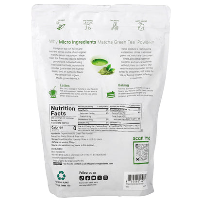 Micro Ingredients, Organic Matcha Green Tea Powder, 2 lb (907 g)